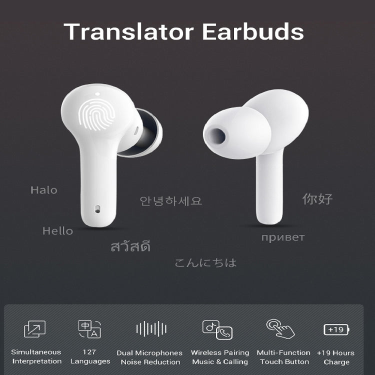 M6 Multi-country Mutual Translation Smart Bluetooth Translation Earphone Supports 127 Languages(White) -  by PMC Jewellery | Online Shopping South Africa | PMC Jewellery | Buy Now Pay Later Mobicred