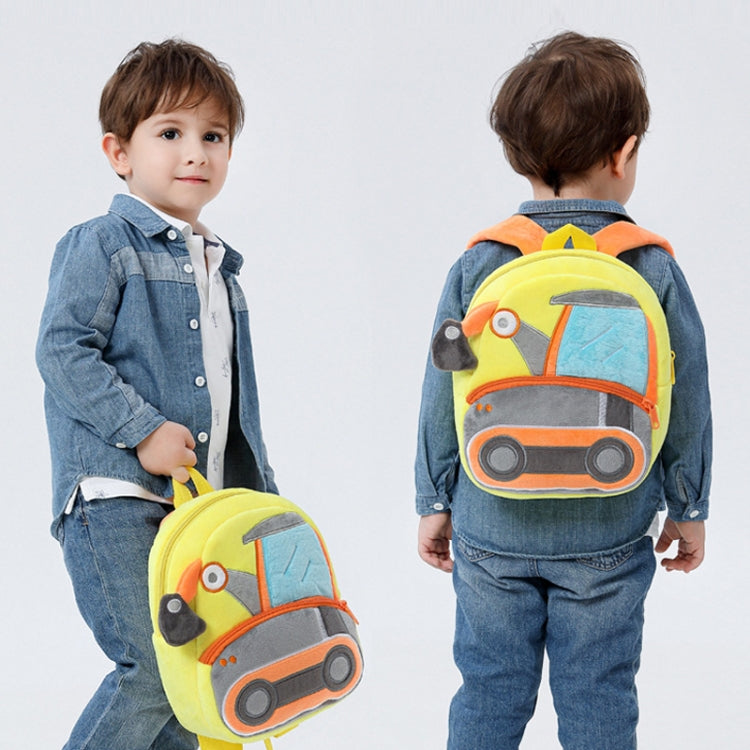 3D Cartoon Trucks Cars Plush Kids Backpack Children School Bags(Lifting Machine) - Kids Bags by PMC Jewellery | Online Shopping South Africa | PMC Jewellery