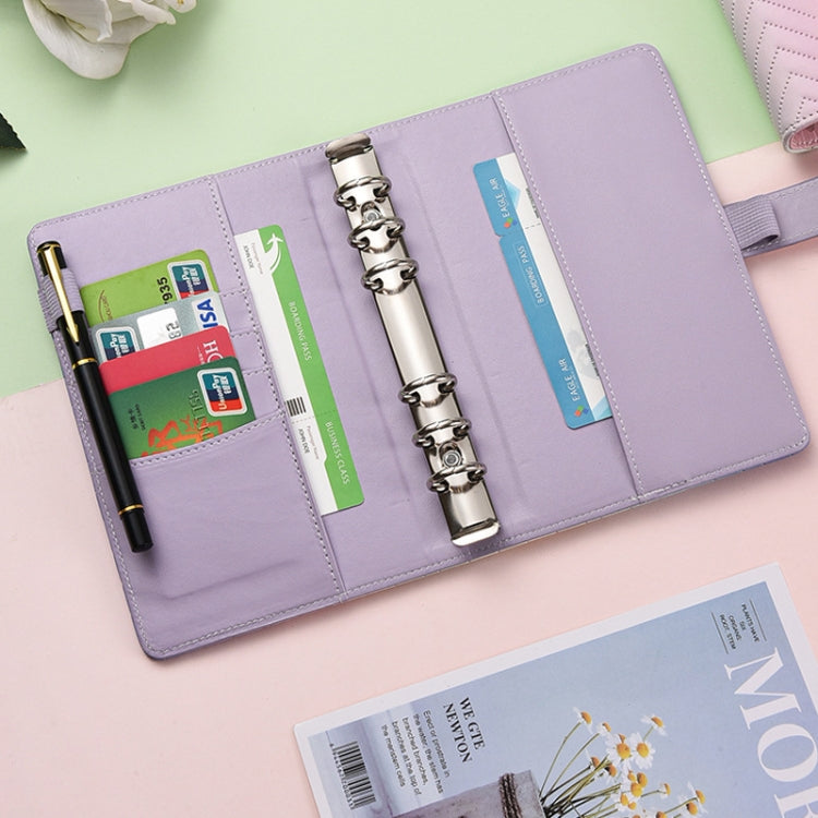 A6 PU Macaron Gradient Color Loose-leaf Notepad Notebook Budget Book(Purple) - Notebooks by PMC TechLife | Online Shopping South Africa | PMC TechLife