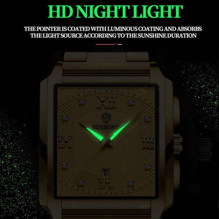 BINBOND B4143 Rectangular Outdoor Men Waterproof Quartz Watches(Full Gold-Black) - free shipping - PMC TechLife - Order now!