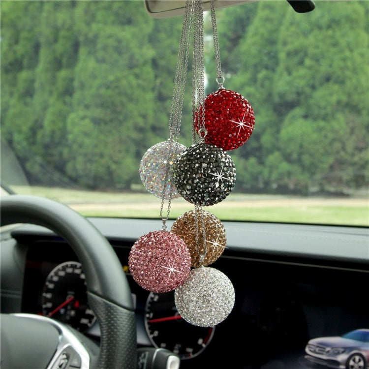 Car Diamond Crystal Ball Rearview Mirror Decoration Pendant(Red) - Ornaments by PMC Jewellery | Online Shopping South Africa | PMC Jewellery | Buy Now Pay Later Mobicred