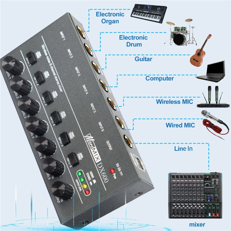 8 Way Mixer With Single Channel Stereo Switching Mini Signal Hybrid Small Audio - Live Sound Effects Processors by PMC TechLife | Online Shopping South Africa | PMC TechLife | Buy Now Pay Later Mobicred