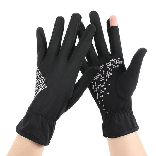 1pair Driving Sunscreen Anti-ultraviolet Thin Summer Ice Silk Dew Finger Non-slip Riding Gloves Free Size(Cloud Black) - Safety Gloves by PMC Jewellery | Online Shopping South Africa | PMC Jewellery | Buy Now Pay Later Mobicred