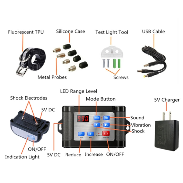 Outdoor Wireless Electronic Pet Fence Night Reflective Collar, Specification: One for Two(EU Plug) - Training Aids by PMC Jewellery | Online Shopping South Africa | PMC Jewellery | Buy Now Pay Later Mobicred