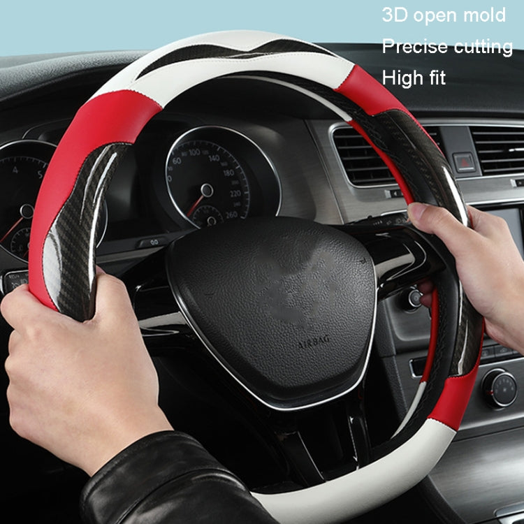 Carbon Fiber Leather Four Season Universal D Type Steering Wheel Cover, Size: 38cm(Red) - Steering Wheel Accessories by PMC Jewellery | Online Shopping South Africa | PMC Jewellery | Buy Now Pay Later Mobicred