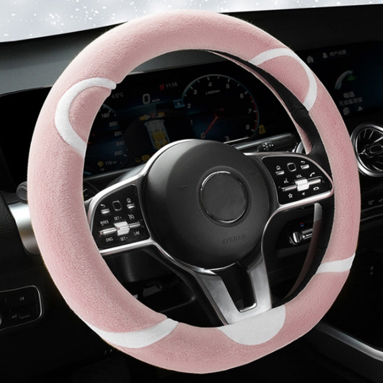 Car Steering Wheel Cartoon Short Fluff Handle Cover, Size: 38cm(Pink D Shape) - Seat Belts & Padding by PMC Jewellery | Online Shopping South Africa | PMC Jewellery | Buy Now Pay Later Mobicred