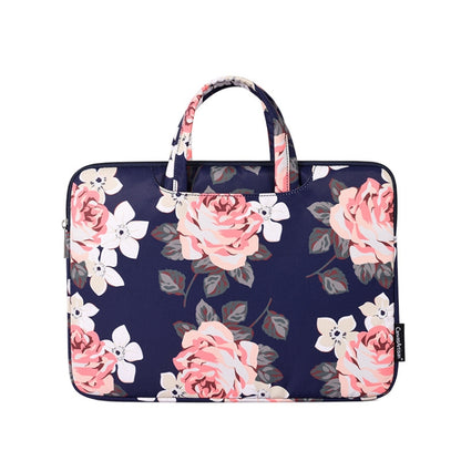 H40-B01 White Rose Pattern Laptop Case Bag Computer Liner Bag With Handle, Size: 12 Inch(Blue) - 12.1 inch by PMC Jewellery | Online Shopping South Africa | PMC Jewellery | Buy Now Pay Later Mobicred