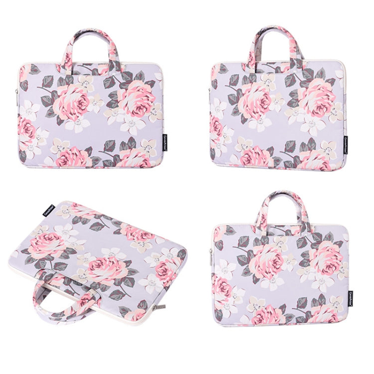 H40-B01 White Rose Pattern Laptop Case Bag Computer Liner Bag With Handle, Size: 12 Inch(Blue) - 12.1 inch by PMC Jewellery | Online Shopping South Africa | PMC Jewellery | Buy Now Pay Later Mobicred