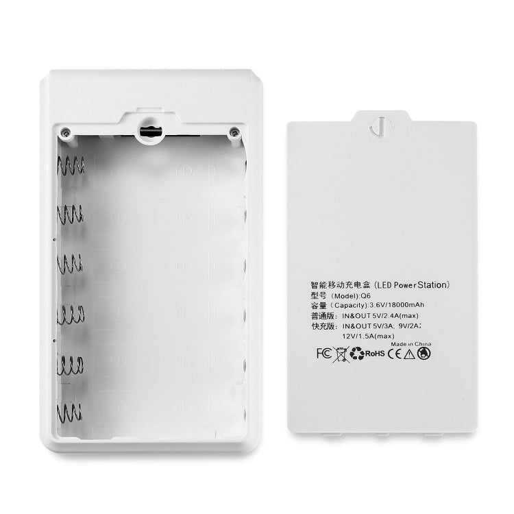 Q6 Removable 6 Sections 18650 Battery Box Charger Case, Style: Flash/Fast Charge(White) - free shipping - PMc TechLife - Order now!