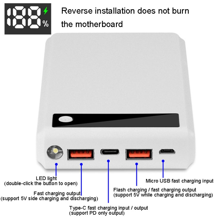 Q6 Removable 6 Sections 18650 Battery Box Charger Case, Style: Flash/Fast Charge(White) - free shipping - PMc TechLife - Order now!