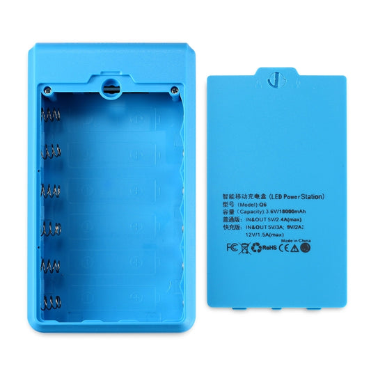 Q6 Removable 6 Sections 18650 Battery Box Charger Case, Style: Flash/Fast Charge(Blue) - Battery Storage Box by PMC Jewellery | Online Shopping South Africa | PMC Jewellery