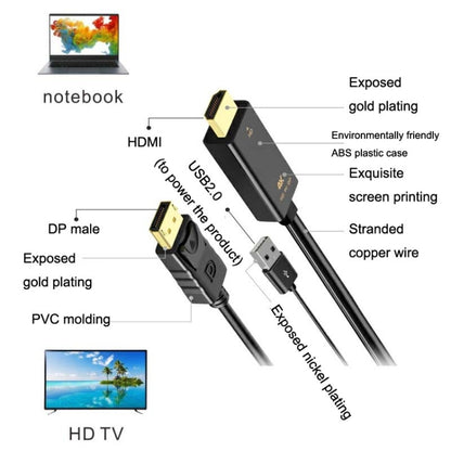 H146 25cm 4K 60Hz HDMI To DP Adapter With Power Supply HD Converter - Converter by PMC Jewellery | Online Shopping South Africa | PMC Jewellery | Buy Now Pay Later Mobicred