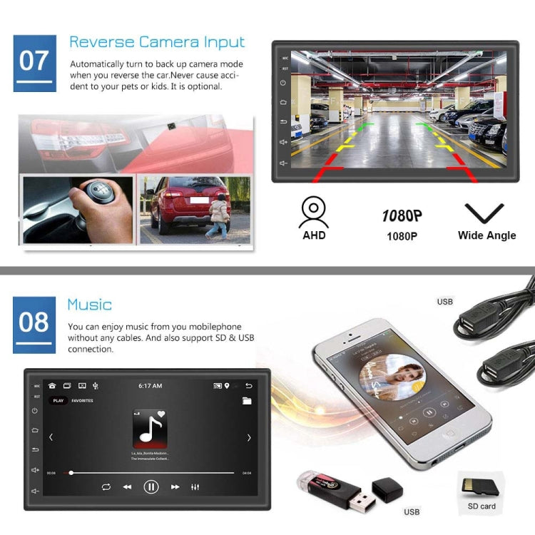 A2797 7 Inch Android WiFi 2+32G Central Control Large Screen Universal Car Navigation Reversing Video Player, Style: Standard+4Lights Camera - Car MP3 & MP4 & MP5 by PMC Jewellery | Online Shopping South Africa | PMC Jewellery | Buy Now Pay Later Mobicred