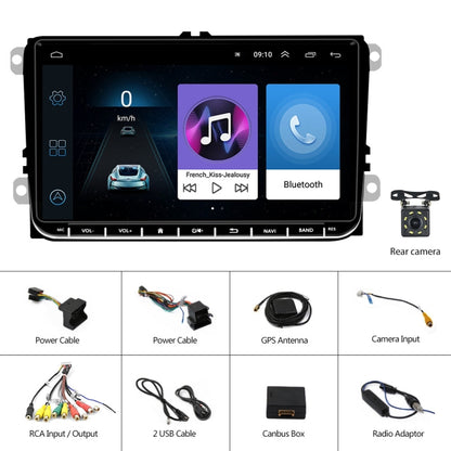 A2743 For Volkswagen 1+16G 9-inch Central Control Large Screen With Carplay Car Android10.0 Navigator Player, Style: Standard+8Lights Camera - Car MP3 & MP4 & MP5 by PMC Jewellery | Online Shopping South Africa | PMC Jewellery | Buy Now Pay Later Mobicred