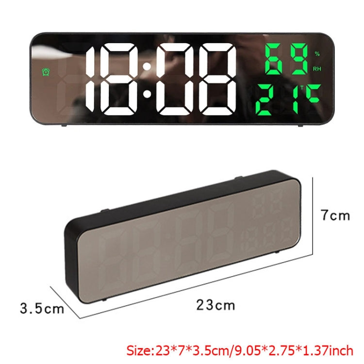671  Mirror Screen Digital LED Alarm Clock USB Plug-in/Battery Dual-use With Temperature/Humidity Display(Black Shell White Blue) - Alarm Clocks by PMc TechLife | Online Shopping South Africa | PMc TechLife | Buy Now Pay Later Mobicred