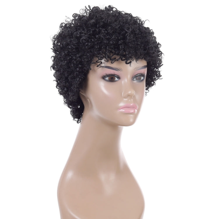 WIG-T003 Ladies High Temperature Silk Short Curly Wig Elastic Mesh Headgear(Black) - free shipping - PMC TechLife - Order now!