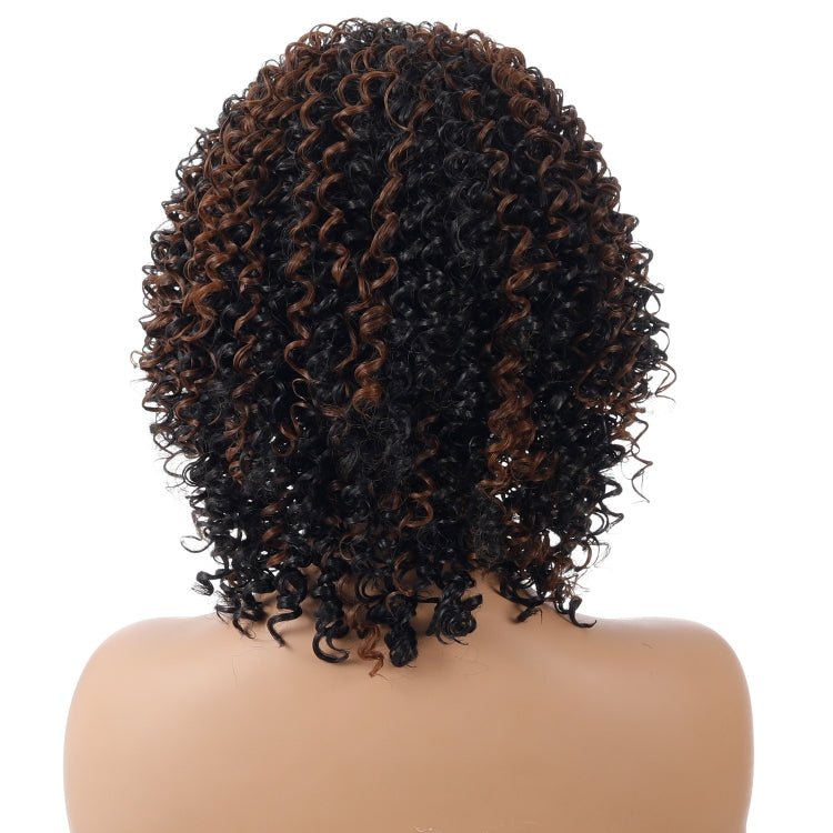 WIG-T130H Ladies Short Curly Hair High Temperature Silk Wig Chemical Fiber Headgear(Black Brown) - Wigs by PMC Jewellery | Online Shopping South Africa | PMC Jewellery