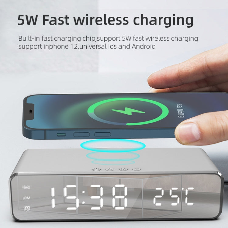 W258 With Clock / Temperature Display Desktop Phone / Earphone Wireless Charging(5W Black) - Wireless Charger by PMC Jewellery | Online Shopping South Africa | PMC Jewellery | Buy Now Pay Later Mobicred