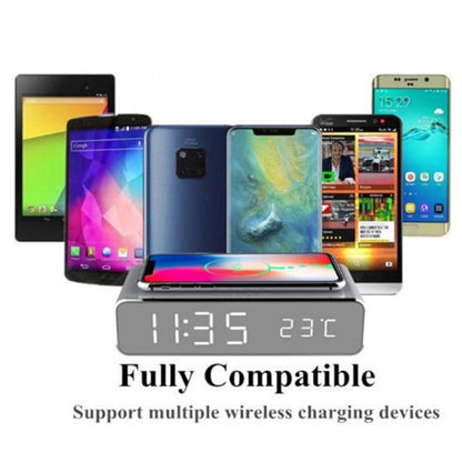 W258 With Clock / Temperature Display Desktop Phone / Earphone Wireless Charging(5W Black) - Wireless Charger by PMC Jewellery | Online Shopping South Africa | PMC Jewellery | Buy Now Pay Later Mobicred