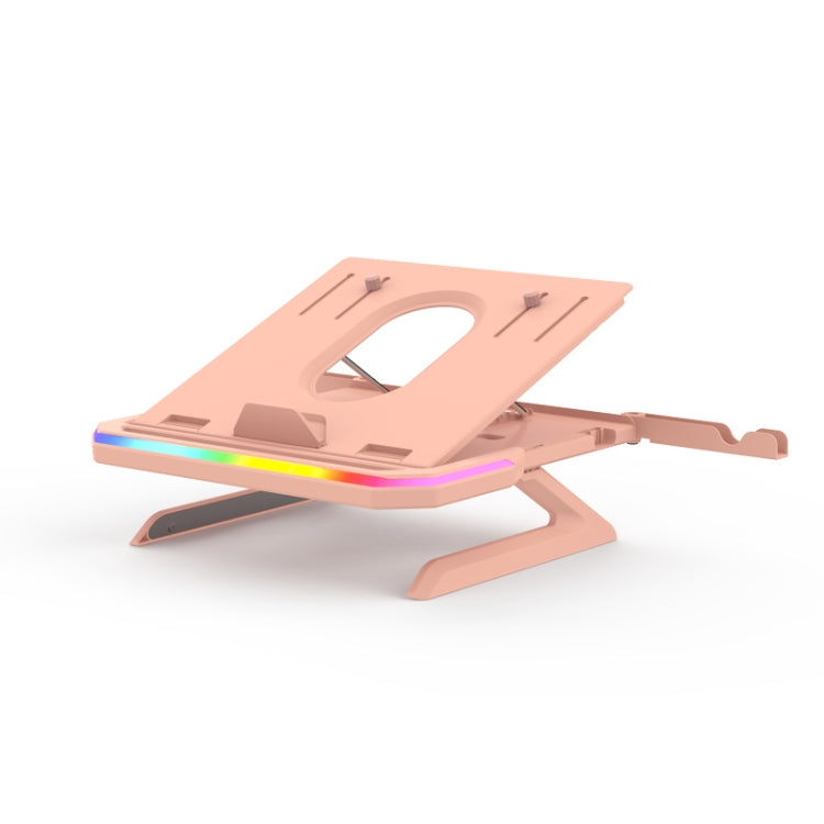 Laptop Stand with RGB Lighting 9-Level Adjustable Notebook Stand(Pink) - Laptop Stand by PMC Jewellery | Online Shopping South Africa | PMC Jewellery | Buy Now Pay Later Mobicred