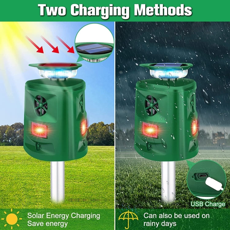 SK698 Solar Powered Animal Repeller 360 Degree Strobe Light Bird Repeller Ultrasonic Rat Repeller(Green) - Outdoor Insect Repellent by PMC TechLife | Online Shopping South Africa | PMC TechLife | Buy Now Pay Later Mobicred