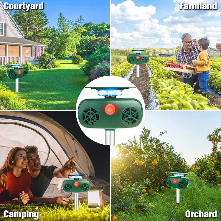 SK628 Solar Powered Animal Repeller 360 Degree Strobe Light Bird Repeller Ultrasonic Rat Repeller(Green) - Outdoor Insect Repellent by PMC TechLife | Online Shopping South Africa | PMC TechLife | Buy Now Pay Later Mobicred