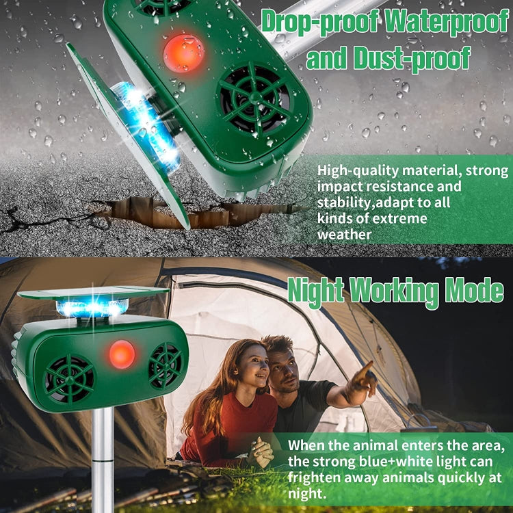 SK628 Solar Powered Animal Repeller 360 Degree Strobe Light Bird Repeller Ultrasonic Rat Repeller(Green) - Outdoor Insect Repellent by PMC TechLife | Online Shopping South Africa | PMC TechLife | Buy Now Pay Later Mobicred