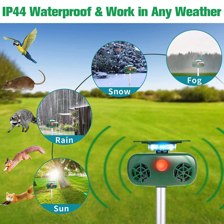 SK628 Solar Powered Animal Repeller 360 Degree Strobe Light Bird Repeller Ultrasonic Rat Repeller(Green) - Outdoor Insect Repellent by PMC TechLife | Online Shopping South Africa | PMC TechLife | Buy Now Pay Later Mobicred