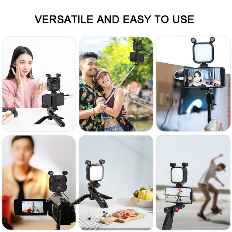 KIT-11LM Tripod Fill Light With Microphone Vlogging Kit For Live Phone Recording(Black) - Stand by PMC Jewellery | Online Shopping South Africa | PMC Jewellery | Buy Now Pay Later Mobicred