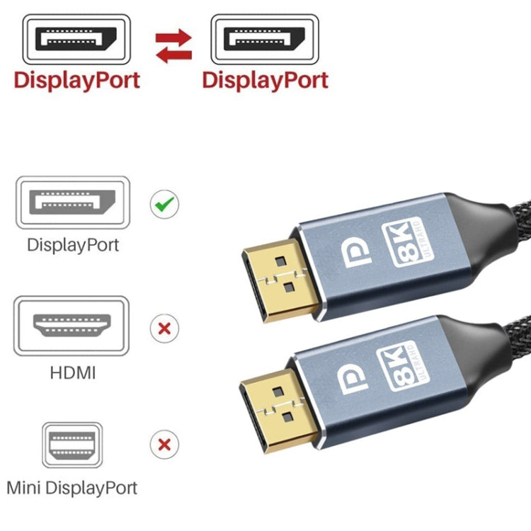 5m 1.4 Version DP Cable Gold-Plated Interface 8K High-Definition Display Computer Cable 30AWG OD:6.3MM With Nylon Mesh(Silver) -  by PMC TechLife | Online Shopping South Africa | PMC TechLife | Buy Now Pay Later Mobicred