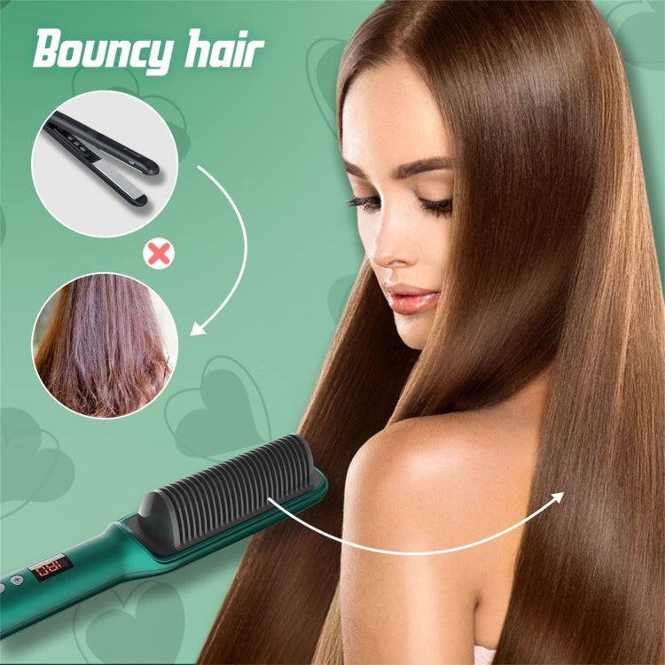 2 In 1 Hair Straightener Brush And Curler Negative Ion Hair Straightener Styling Comb(Green) - Hair Curler by PMC Jewellery | Online Shopping South Africa | PMC Jewellery