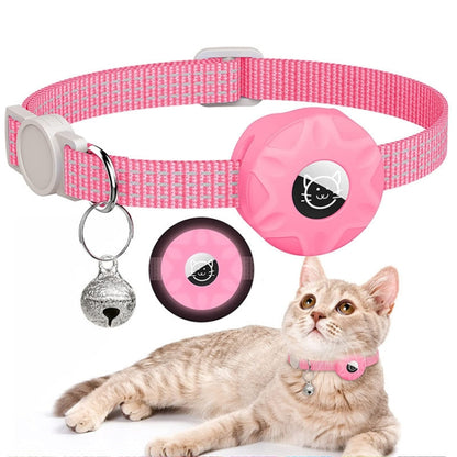 For AirTag Tracker Silicone Case Reflective Pet Cat Collar With Bell(Luminous Pink) - Pet Series by PMC Jewellery | Online Shopping South Africa | PMC Jewellery