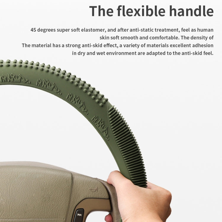 Non-slip Wear-resistant Fire Pattern Silicone Car Steering Wheel Cover, Size: 36-42cm(Army Green) - Steering Wheel Accessories by PMC Jewellery | Online Shopping South Africa | PMC Jewellery | Buy Now Pay Later Mobicred