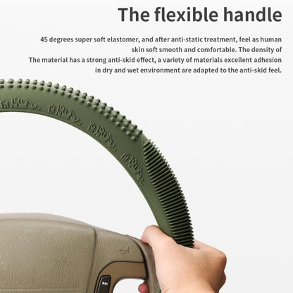 Non-slip Wear-resistant Fire Pattern Silicone Car Steering Wheel Cover, Size: 36-42cm(Army Green) - Steering Wheel Accessories by PMC Jewellery | Online Shopping South Africa | PMC Jewellery | Buy Now Pay Later Mobicred