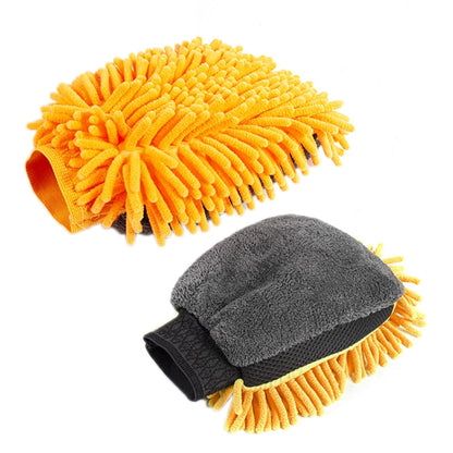 2pcs Car Chenille Coral Fleece Car Wash Double Sided Thick Gloves(Orange) - Car washing supplies by PMC Jewellery | Online Shopping South Africa | PMC Jewellery | Buy Now Pay Later Mobicred