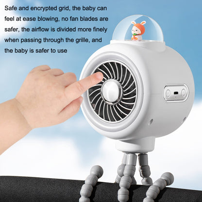 Baby Stroller Fan Home Mute Outdoor Cooling Portable Rabbit Octopus Fan Without Shake Head (White) - Electric Fans by PMC Jewellery | Online Shopping South Africa | PMC Jewellery | Buy Now Pay Later Mobicred