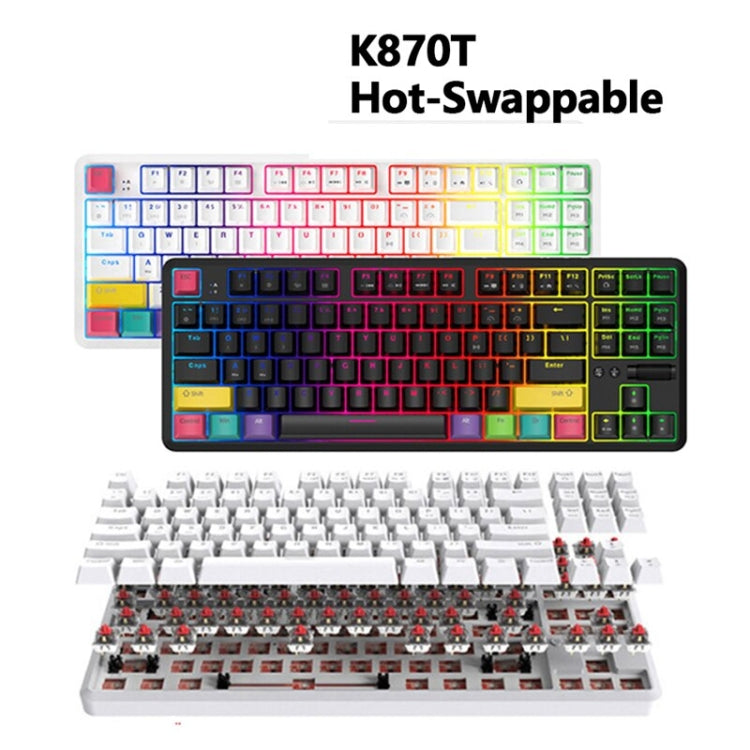 Ajazz K870T 87-Key Hot Swap Bluetooth/Wired Dual Mode RGB Backlight Office Game Mechanical Keyboard Red Shaft (Black) - Wireless Keyboard by Ajazz | Online Shopping South Africa | PMC Jewellery | Buy Now Pay Later Mobicred