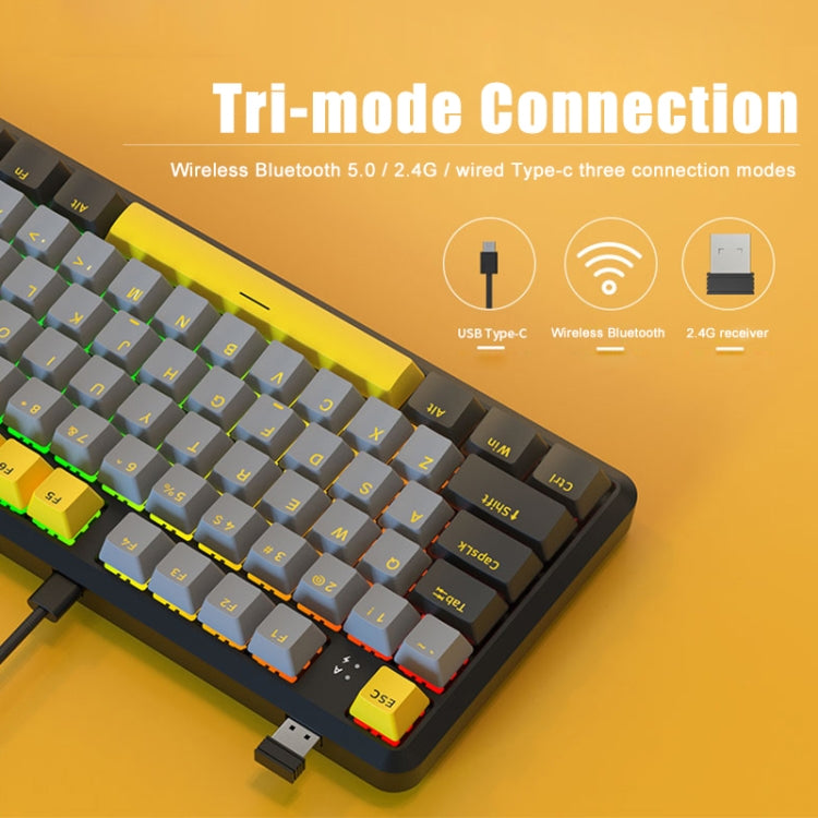 Ajazz K870T Pro 87 Keys Three Mode Wireless/Bluetooth/Wired Pluggable RGB Mechanical Keyboard Tea Shaft (White) - free shipping - PMC Jewellery - Order now!