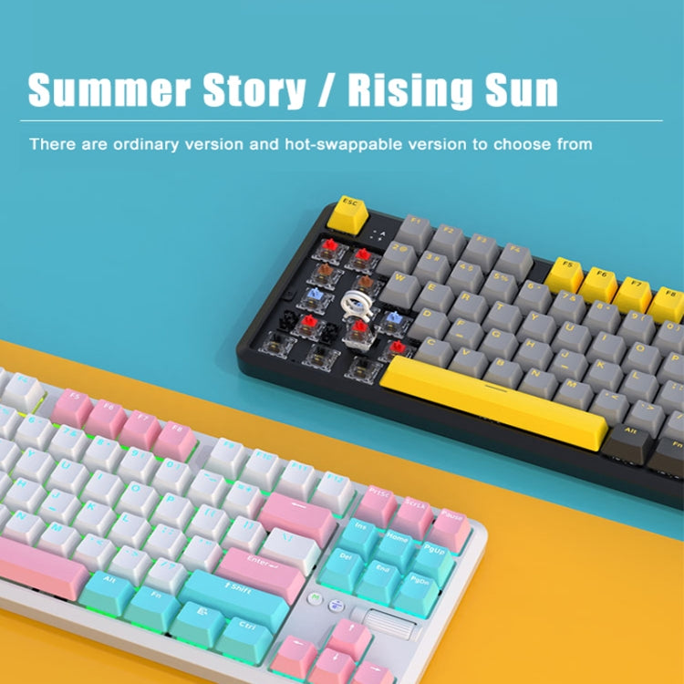Ajazz K870T Pro 87 Keys Three Mode Wireless/Bluetooth/Wired Pluggable RGB Mechanical Keyboard Green Shaft (White) - free shipping - PMC Jewellery - Order now!