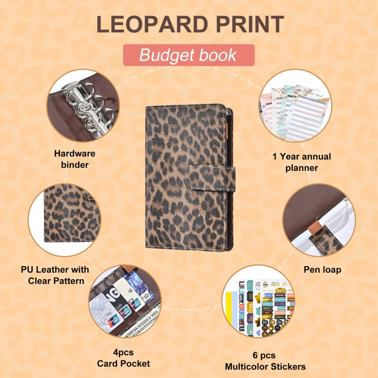 A6 Leopard Print Cash Budget Notebook  Loose Leaf Financial Management Notepad(Pink) - free shipping - PMc TechLife - Order now!