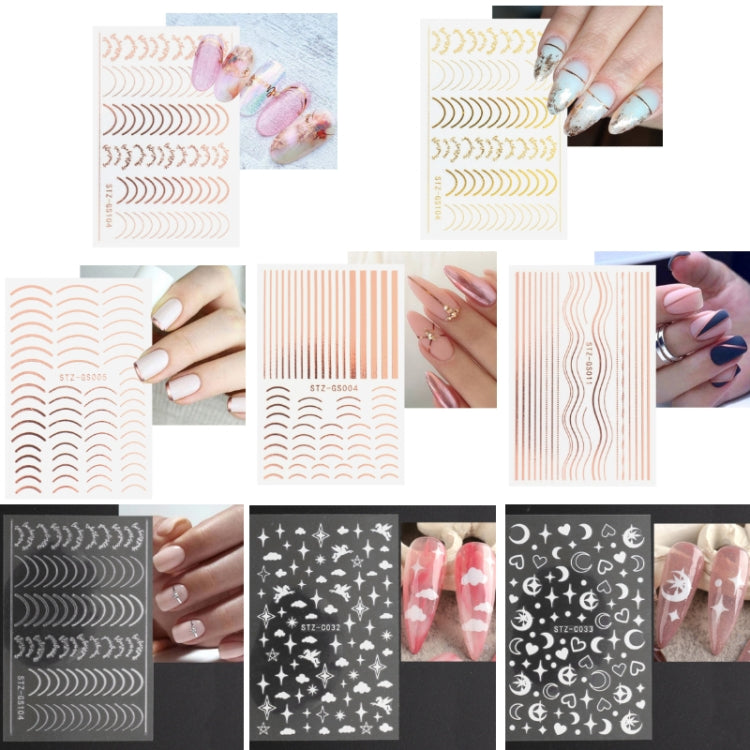 Gold Silver Manicure Stickers Imitation Metal Line Adhesive Nail Stickers(Stz-GS004 Rose Gold) - Nail Stickers by PMC Jewellery | Online Shopping South Africa | PMC Jewellery | Buy Now Pay Later Mobicred