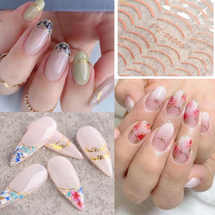 Gold Silver Manicure Stickers Imitation Metal Line Adhesive Nail Stickers(Stz-GS011 Rose Gold) - Nail Stickers by PMC Jewellery | Online Shopping South Africa | PMC Jewellery | Buy Now Pay Later Mobicred