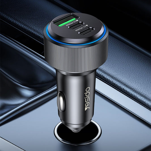 Yesido Y50 Car USB3.0 Fast Charger 30W Aluminum Alloy PD Fast Charging(Black) - Car Charger by Yesido | Online Shopping South Africa | PMC Jewellery | Buy Now Pay Later Mobicred