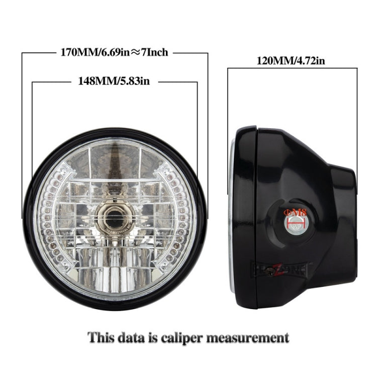 Motorcycle 7 Inch LED Headlamp Angel Ring Steering Function With Bracket(Shock Absorber Diameter 28-36mm) - Headlights by PMC Jewellery | Online Shopping South Africa | PMC Jewellery | Buy Now Pay Later Mobicred