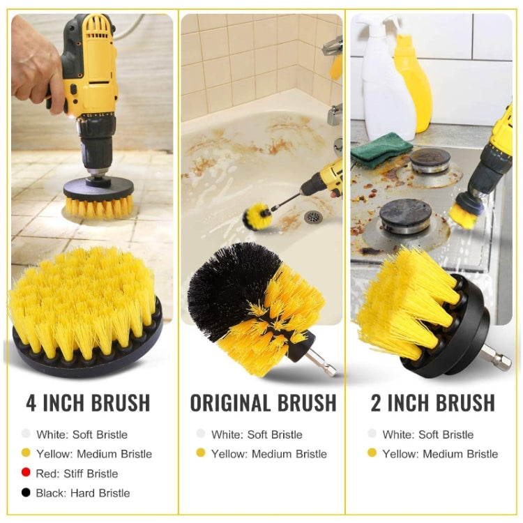 31pcs/set Electric Drill Brush Kitchen Bathroom Wall Cleaning Set(Yellow) - Sponges, Cloths & Brushes by PMC Jewellery | Online Shopping South Africa | PMC Jewellery | Buy Now Pay Later Mobicred