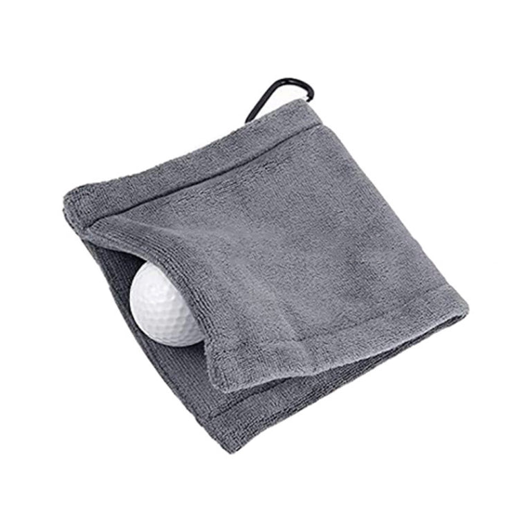 Microfiber Fleece Lining GOLF Ball Cleaning Towel with Carabiner Hook(Grey) - Golf Accessories by PMC Jewellery | Online Shopping South Africa | PMC Jewellery