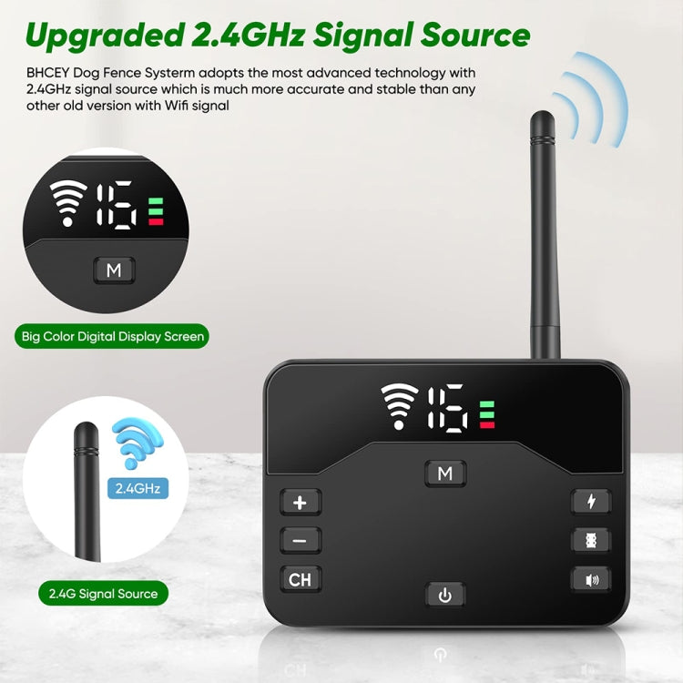 2-In-1 Electric Dog Fence & Remote Training Collar Adjustable Vibration & Shock For 1 Dog(Black) - Training Aids by PMC TechLife | Online Shopping South Africa | PMC TechLife | Buy Now Pay Later Mobicred