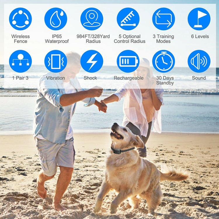 2-In-1 Electric Dog Fence & Remote Training Collar Adjustable Vibration & Shock For 3 Dogs(Black) - Training Aids by PMC TechLife | Online Shopping South Africa | PMC TechLife | Buy Now Pay Later Mobicred