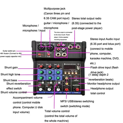 G4-M1 4-way Mixer with Wireless Microphone Effect Device Small K Song Recording Bluetooth Mixer - Live Sound Effects Processors by PMC Jewellery | Online Shopping South Africa | PMC Jewellery | Buy Now Pay Later Mobicred