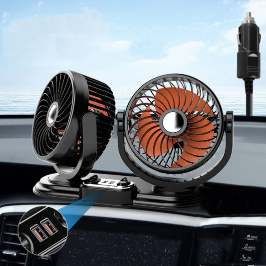 F621U Car Rotatable Turntable Silent Car Double Head Fan, Model: High Allocation 24V Cigarette Lighter - Heating & Fans by PMC Jewellery | Online Shopping South Africa | PMC Jewellery | Buy Now Pay Later Mobicred